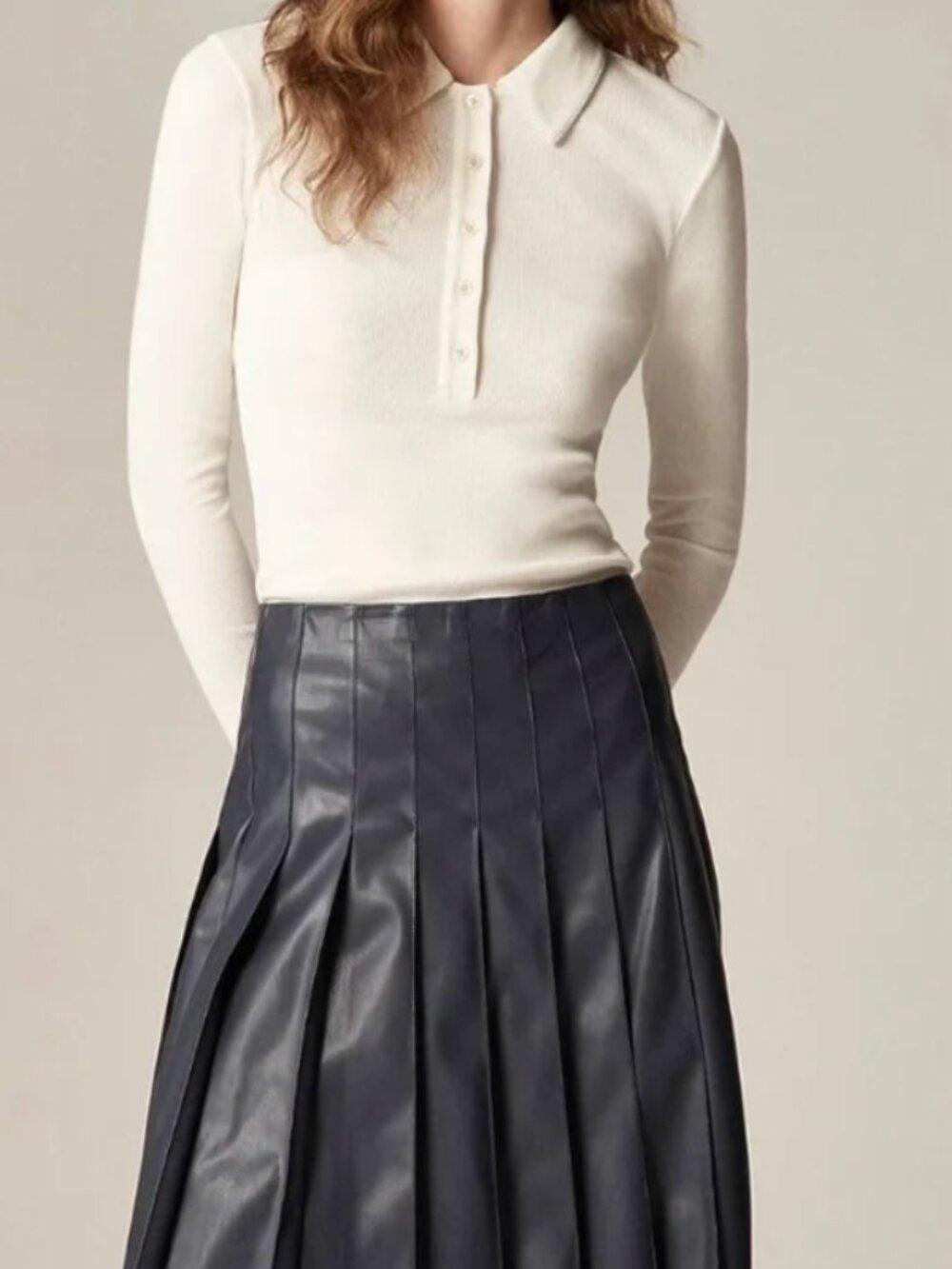 J. Crew Perfect rib polo shirt ivory Size XS NWT